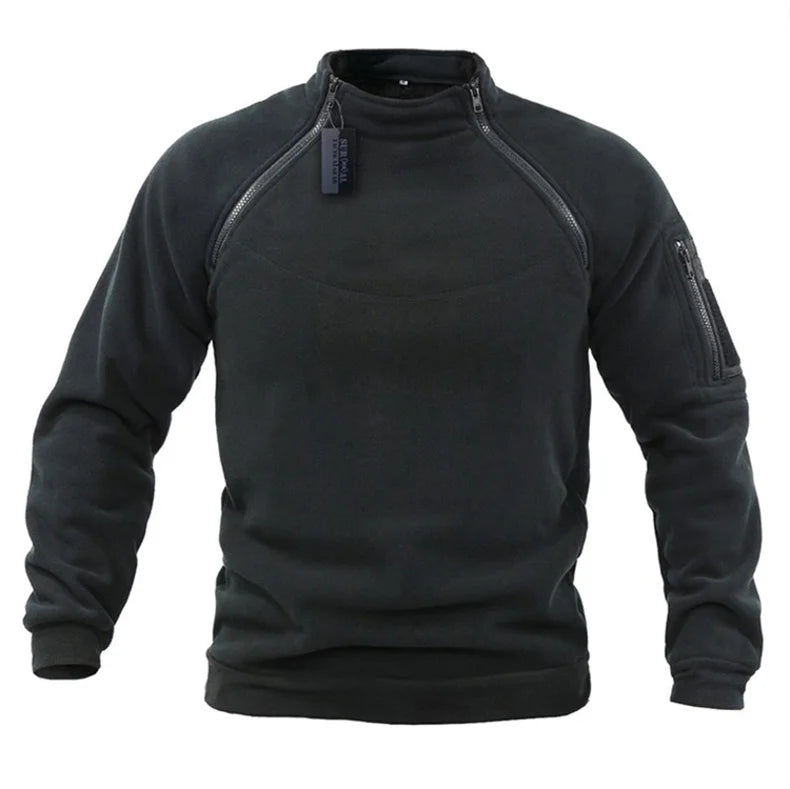 Men's Tactical Polar Fleece Jacket Warm Zipper Pullover Windproof Thermal Hiking Camping Sweater Outdoor Hunting Clothes