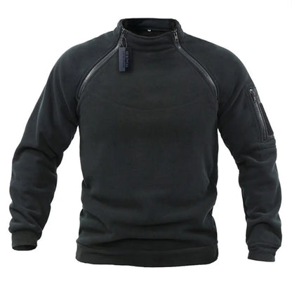 Men's Tactical Polar Fleece Jacket Warm Zipper Pullover Windproof Thermal Hiking Camping Sweater Outdoor Hunting Clothes