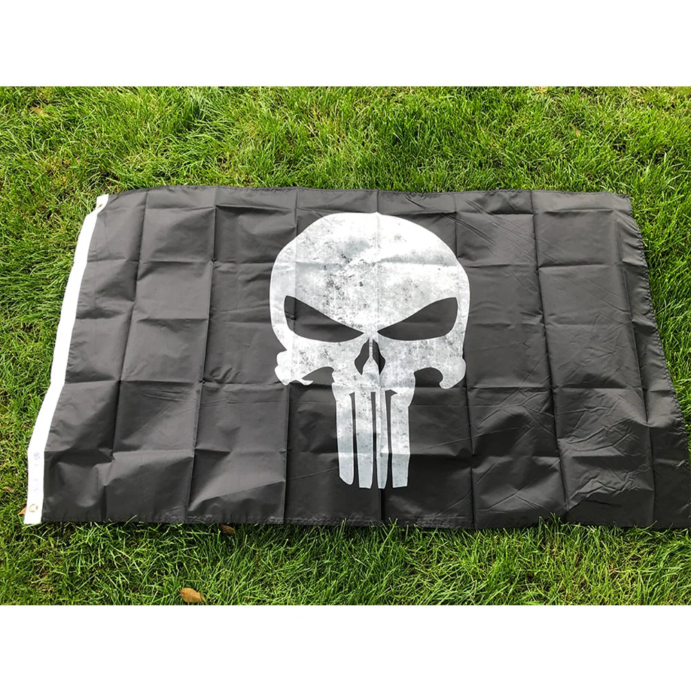 90x150cm Punisher Flag thin blue line skull bone America Punisher Police Flag 3x5ft Black Background Decorate Banner