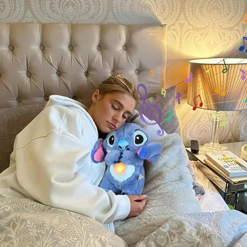 Disney Plush Doll Stitch Toy Kawaii Light Child Playmate Breathing Bear for Soothing Music Sleep Ideal Gift for Kids - olympicfangear