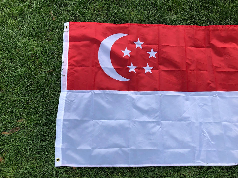 Singapore flag 90X150cm High Quality Polyester Fabrics Lion City SG SGP Republic Singapore Flag hanging flag  for decoration