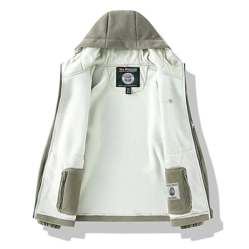 Autumn Winter Polar Fleece Jacket for Men Thermal Tactical Outdoors Sports Coat Softshell Hiking Army Jacket with hoodie - olympicfangear