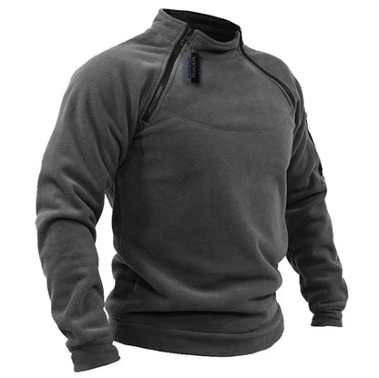 Men's Tactical Polar Fleece Jacket Warm Zipper Pullover Windproof Thermal Hiking Camping Sweater Outdoor Hunting Clothes