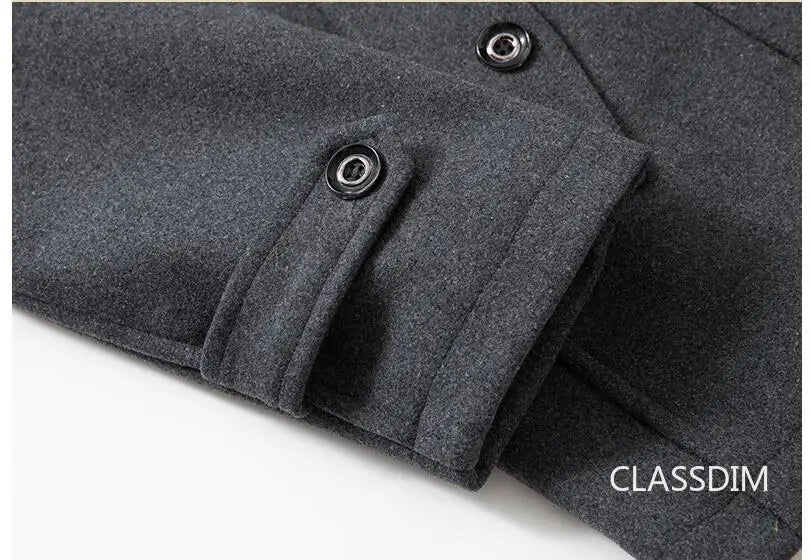 High Quality Men's Winter Trench Coats Casual Business Cashmere Wool Blends Overcoats Jackets