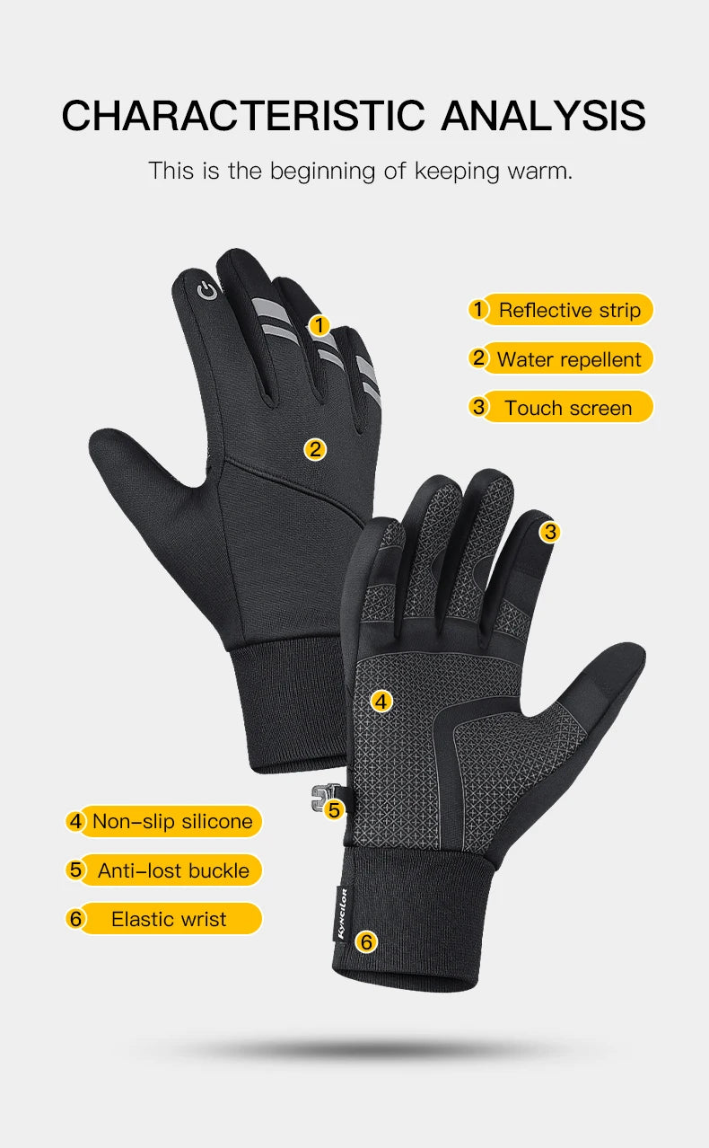 Winter Cycling Gloves for Outdoor Sports Waterproof Windproof Touch Screen Motorcycle Ski Running Gloves - olympicfangear