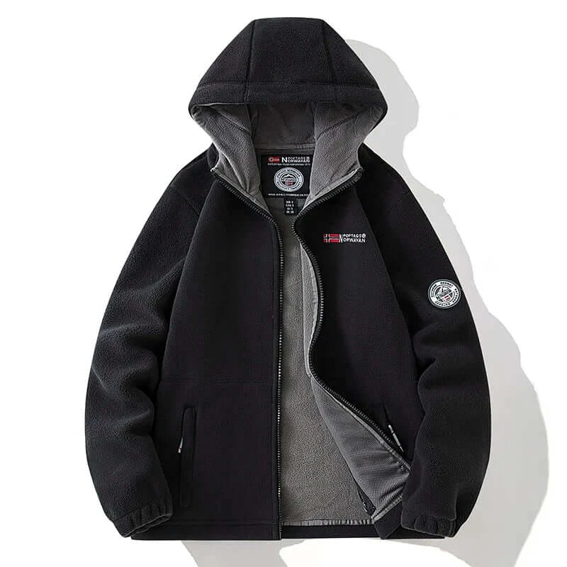 Autumn Winter Polar Fleece Jacket for Men Thermal Tactical Outdoors Sports Coat Softshell Hiking Army Jacket with hoodie - olympicfangear