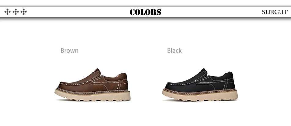 SURGUT 2024 New Spring Autumn Leather Casual Shoes Men All Season Comfortable Wear-Resistant High Quality Classic Working Shoes - olympicfangear