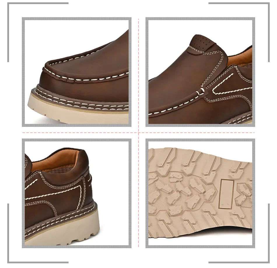 SURGUT 2024 New Spring Autumn Leather Casual Shoes Men All Season Comfortable Wear-Resistant High Quality Classic Working Shoes - olympicfangear