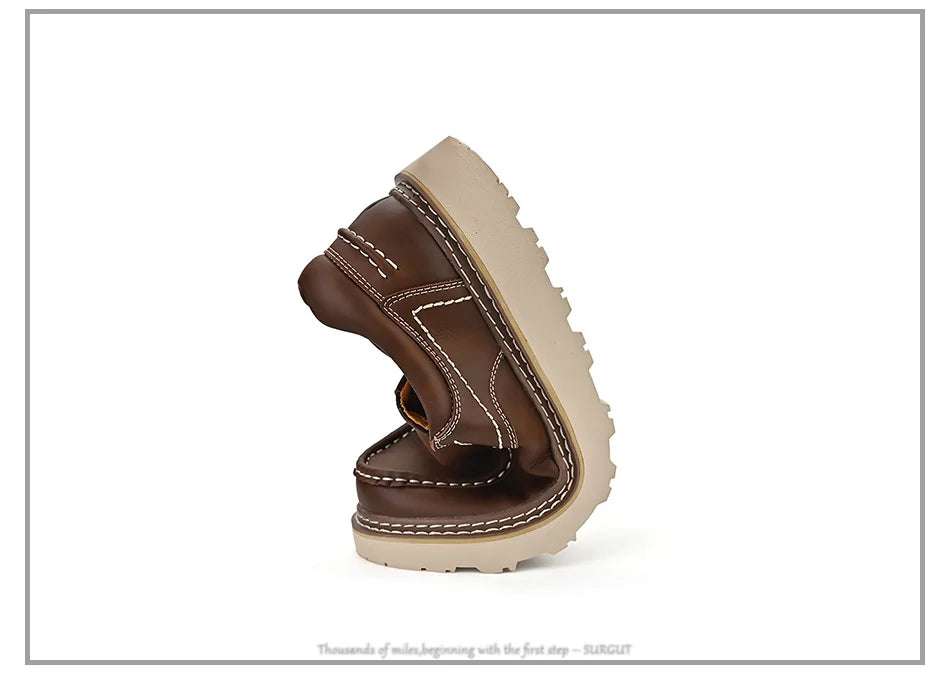 SURGUT 2024 New Spring Autumn Leather Casual Shoes Men All Season Comfortable Wear-Resistant High Quality Classic Working Shoes - olympicfangear