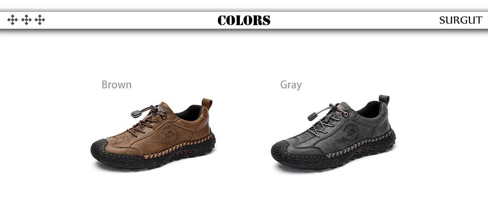 SURGUT Fashion Leather Men Casual Shoes Handmade Breathable Cowhide Man Board Shoes Breathable Soft Working shoes - olympicfangear
