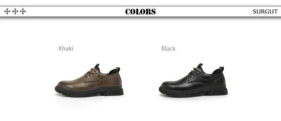 SURGUT Leather Vintage Larger Size Men Casual Shoes Top Luxury Dermis Quality Men Leather Shoes Brogue Retro Bussiness Shoes Man - olympicfangear