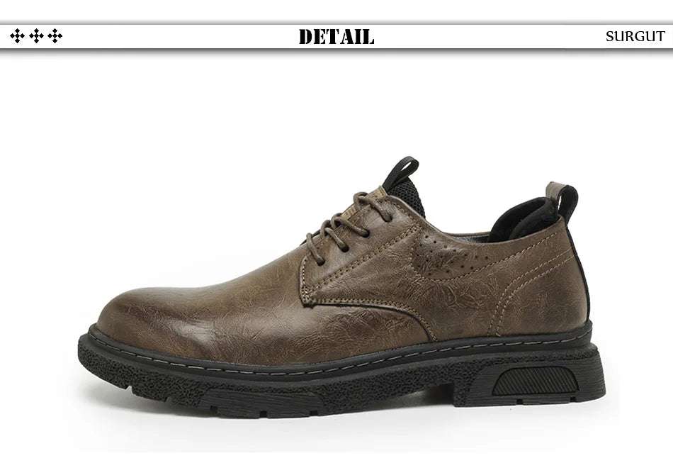 SURGUT Leather Vintage Larger Size Men Casual Shoes Top Luxury Dermis Quality Men Leather Shoes Brogue Retro Bussiness Shoes Man - olympicfangear