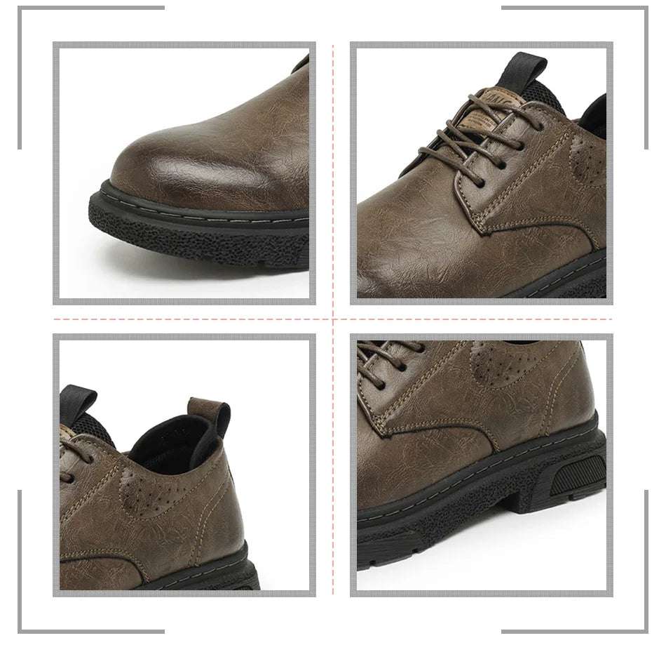 SURGUT Leather Vintage Larger Size Men Casual Shoes Top Luxury Dermis Quality Men Leather Shoes Brogue Retro Bussiness Shoes Man - olympicfangear