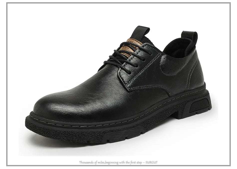 SURGUT Leather Vintage Larger Size Men Casual Shoes Top Luxury Dermis Quality Men Leather Shoes Brogue Retro Bussiness Shoes Man - olympicfangear