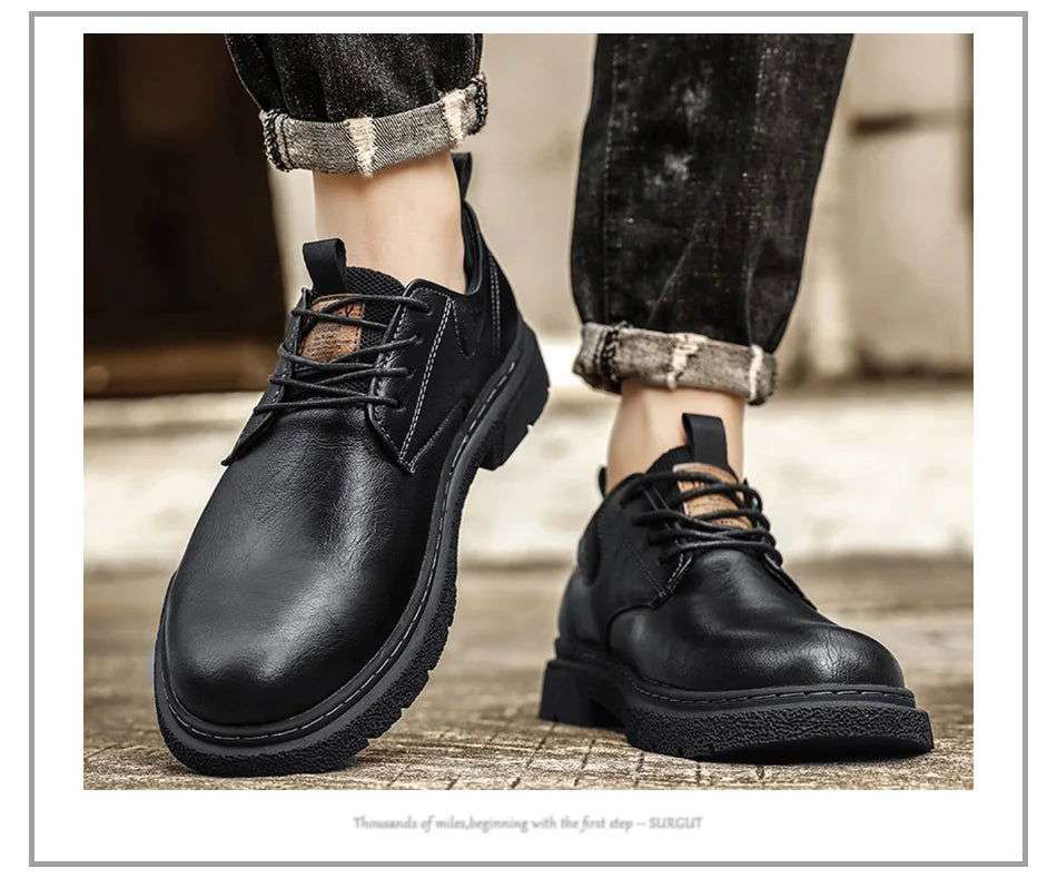 SURGUT Leather Vintage Larger Size Men Casual Shoes Top Luxury Dermis Quality Men Leather Shoes Brogue Retro Bussiness Shoes Man - olympicfangear