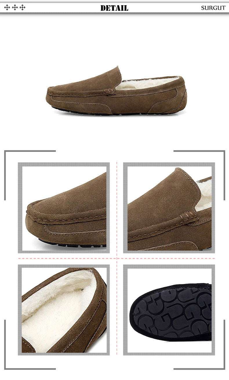 SURGUT Men Casual Shoes Brand Breathable Suede Loafers Moccasins Quality Winter Warm Men Slip On Driving Shoes Plus Size 38-47 - olympicfangear