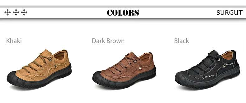 SURGUT Men's Genuine Leather Casual Shoes Outdoor Trendy Men Shoes Waterproof Non-slip Man Platform Shoes Anti-collision Toe - olympicfangear