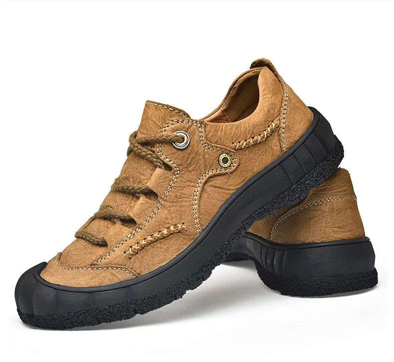 SURGUT Men's Genuine Leather Casual Shoes Outdoor Trendy Men Shoes Waterproof Non-slip Man Platform Shoes Anti-collision Toe - olympicfangear