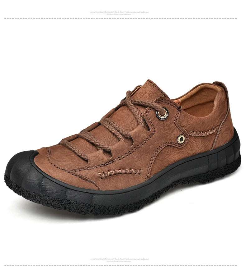 SURGUT Men's Genuine Leather Casual Shoes Outdoor Trendy Men Shoes Waterproof Non-slip Man Platform Shoes Anti-collision Toe - olympicfangear