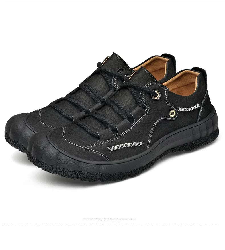 SURGUT Men's Genuine Leather Casual Shoes Outdoor Trendy Men Shoes Waterproof Non-slip Man Platform Shoes Anti-collision Toe - olympicfangear