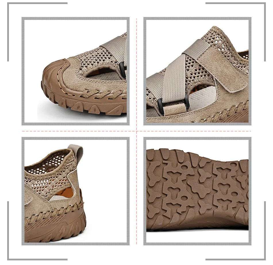 SURGUT Summer Men's Shoes 2024 New Casual Mesh Sandals Outdoor Walking Anti-slip Beach Sports Shoes Platform Sandals Slipper Man - olympicfangear