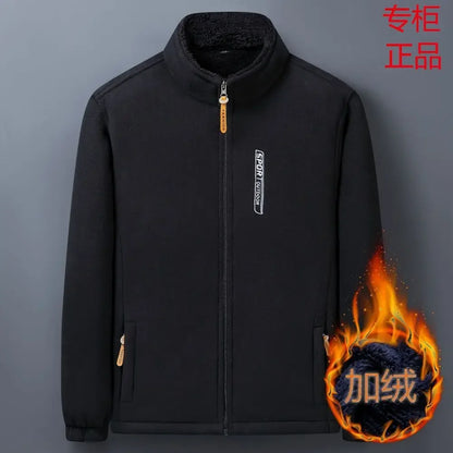 Men's Winter Fleece Jacket Lightweight Windproof Warm Zipper Cardigan for Outdoor Casual Polar Thickened Coat