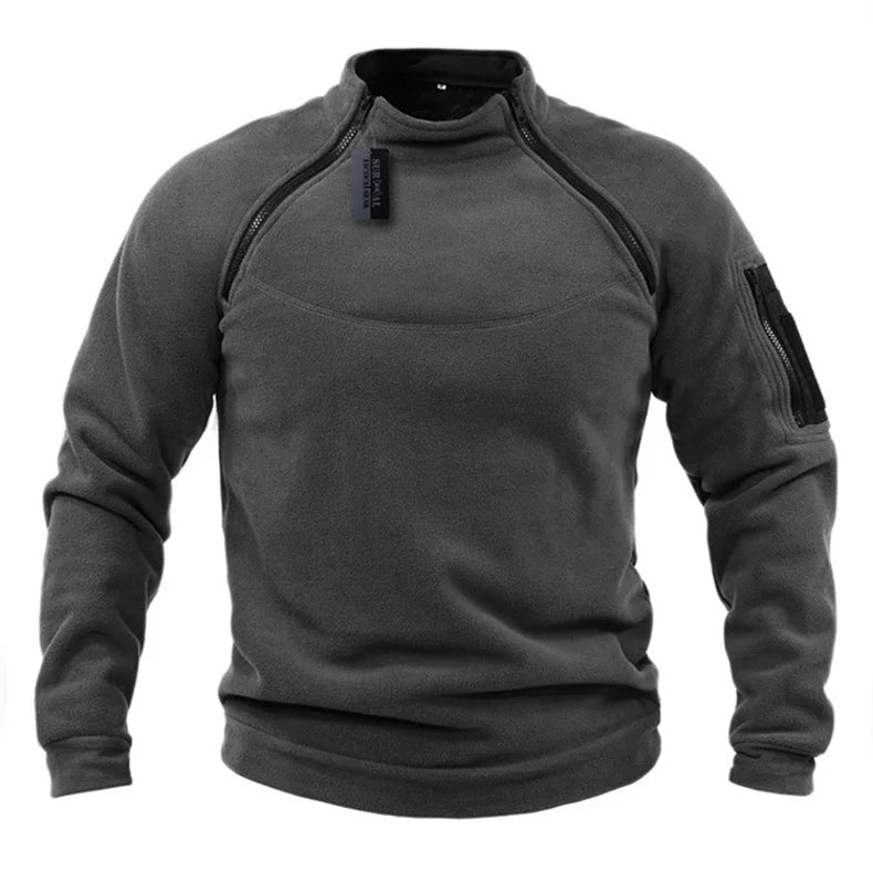 Men's Tactical Polar Fleece Jacket Warm Zipper Pullover Windproof Thermal Hiking Camping Sweater Outdoor Hunting Clothes