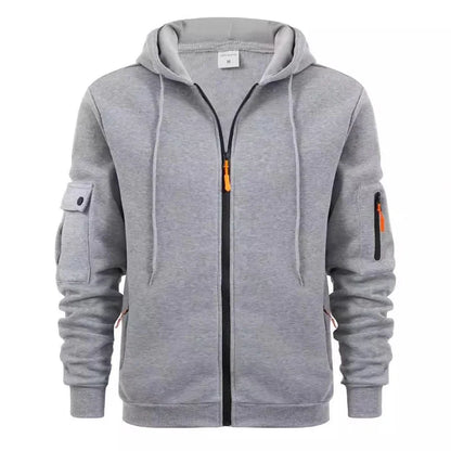 Men's Autumn Winter Hoodie Jacket Full Zip Hooded Plain Pocket Design Sweatshirts Casual Sports Outdoor Daily Wear