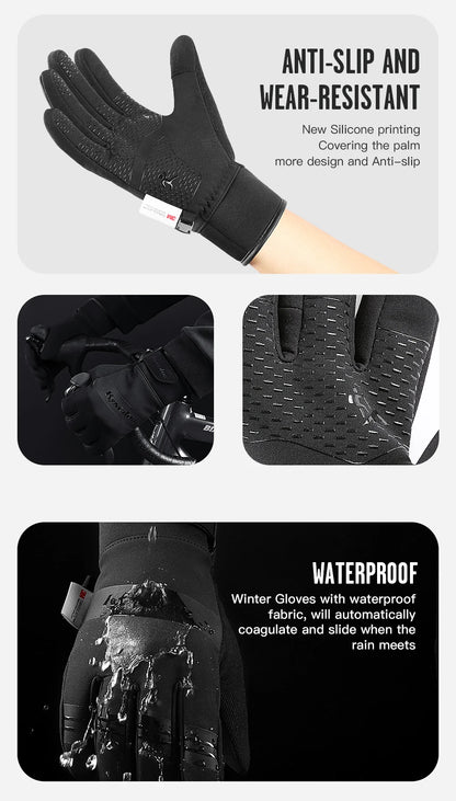 Winter Cycling Gloves for Outdoor Sports Waterproof Windproof Touch Screen Motorcycle Ski Running Gloves - olympicfangear