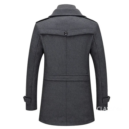 High Quality Men's Winter Trench Coats Casual Business Cashmere Wool Blends Overcoats Jackets