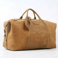 Genuine Leather Vintage Waxed Canvas Men's Travel Bag Large Duffel Weekend Overnight Carry-On Luggage - olympicfangear