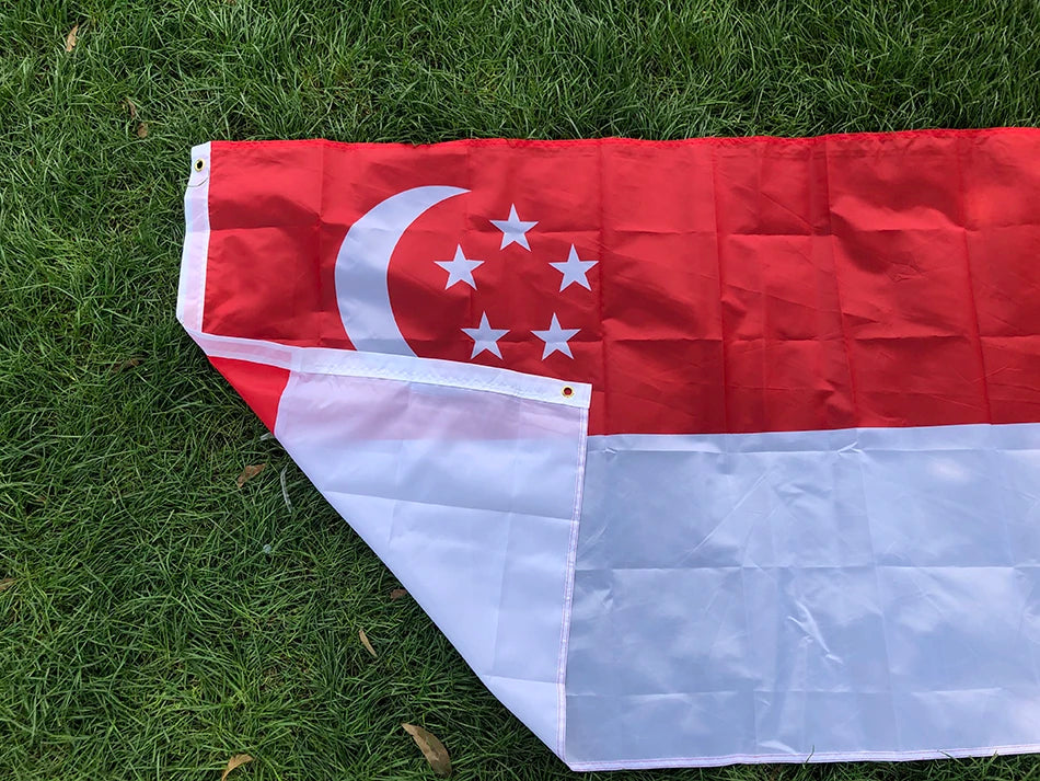 Singapore flag 90X150cm High Quality Polyester Fabrics Lion City SG SGP Republic Singapore Flag hanging flag  for decoration