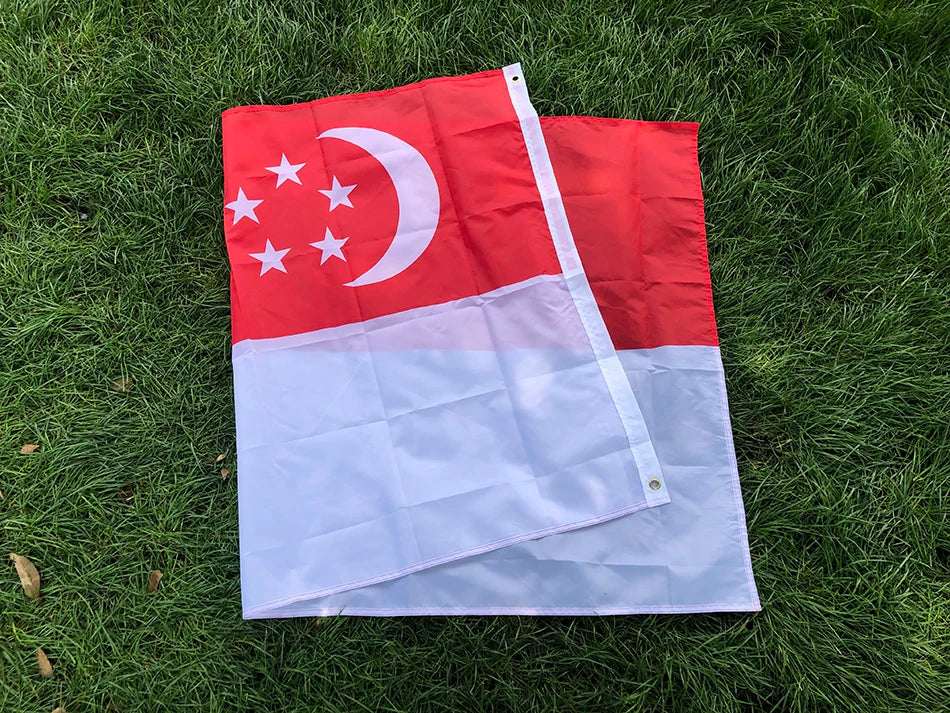 Singapore flag 90X150cm High Quality Polyester Fabrics Lion City SG SGP Republic Singapore Flag hanging flag  for decoration