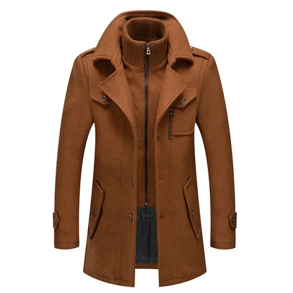 High Quality Men's Winter Trench Coats Casual Business Cashmere Wool Blends Overcoats Jackets