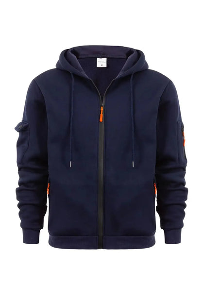 Men's Autumn Winter Hoodie Jacket Full Zip Hooded Plain Pocket Design Sweatshirts Casual Sports Outdoor Daily Wear