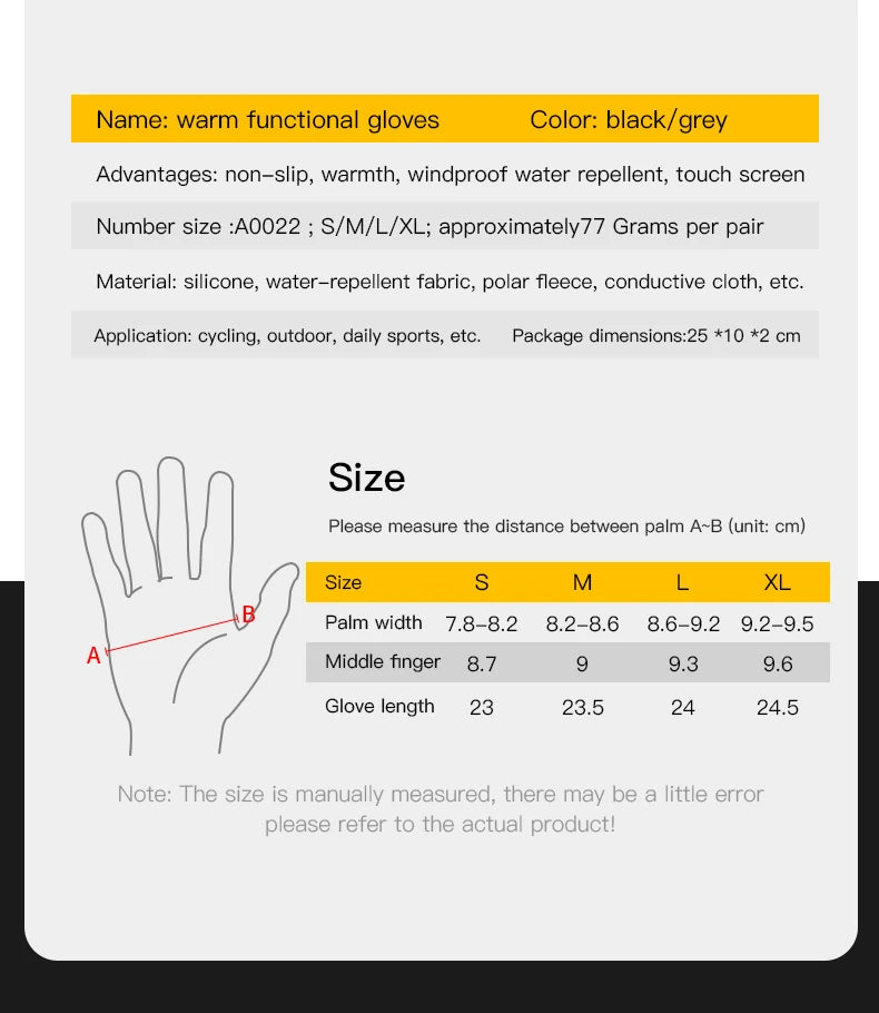 Winter Cycling Gloves for Outdoor Sports Waterproof Windproof Touch Screen Motorcycle Ski Running Gloves - olympicfangear