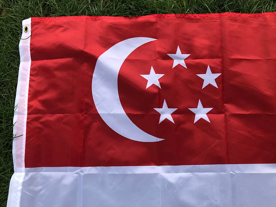 Singapore flag 90X150cm High Quality Polyester Fabrics Lion City SG SGP Republic Singapore Flag hanging flag  for decoration