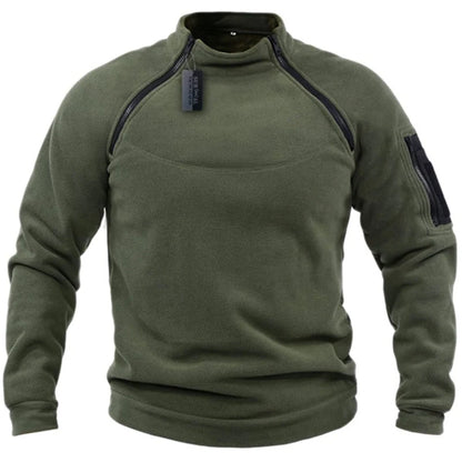 Men's Tactical Polar Fleece Jacket Warm Zipper Pullover Windproof Thermal Hiking Camping Sweater Outdoor Hunting Clothes