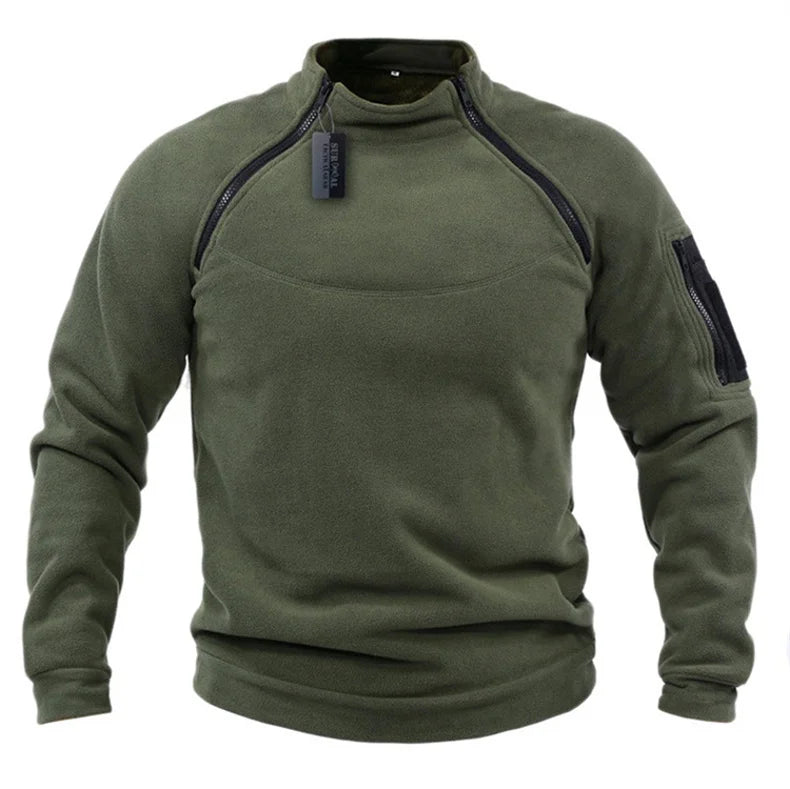 Men's Tactical Polar Fleece Jacket Warm Zipper Pullover Windproof Thermal Hiking Camping Sweater Outdoor Hunting Clothes