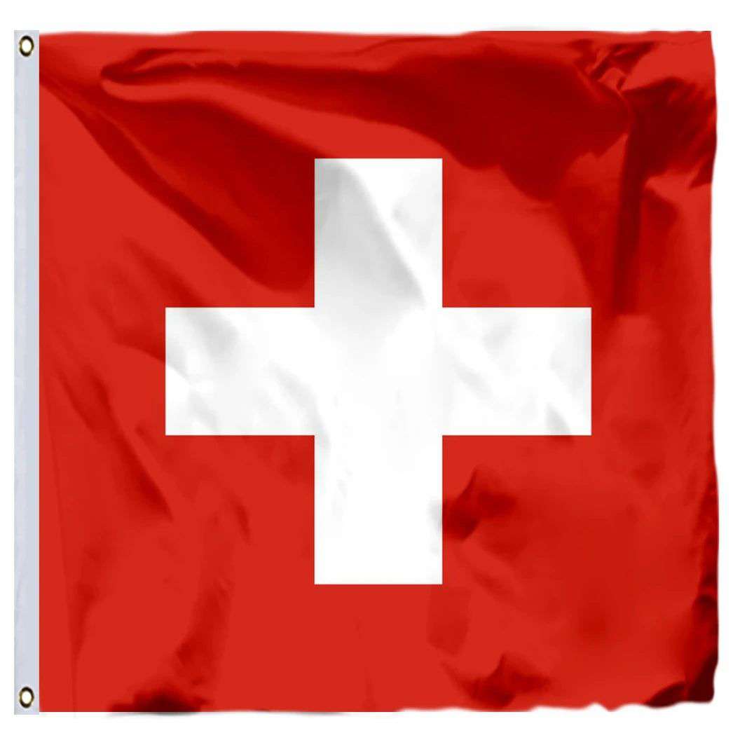 01 Switzerland National Flag – Heavy-Duty 120g Polyester Square Banner olympicfangear.com