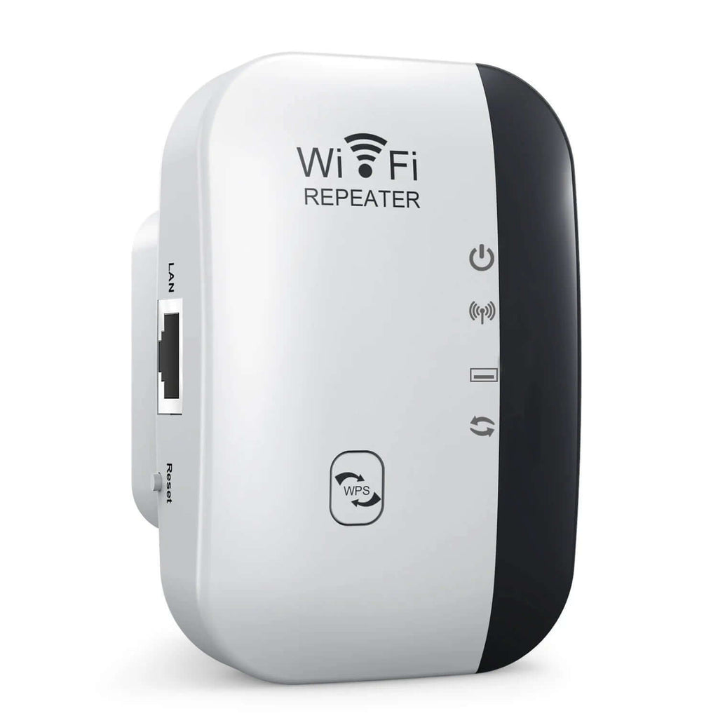 300Mbps Wireless WiFi Repeater with LED indicators for signal boost and extended range, ideal for home or office use.