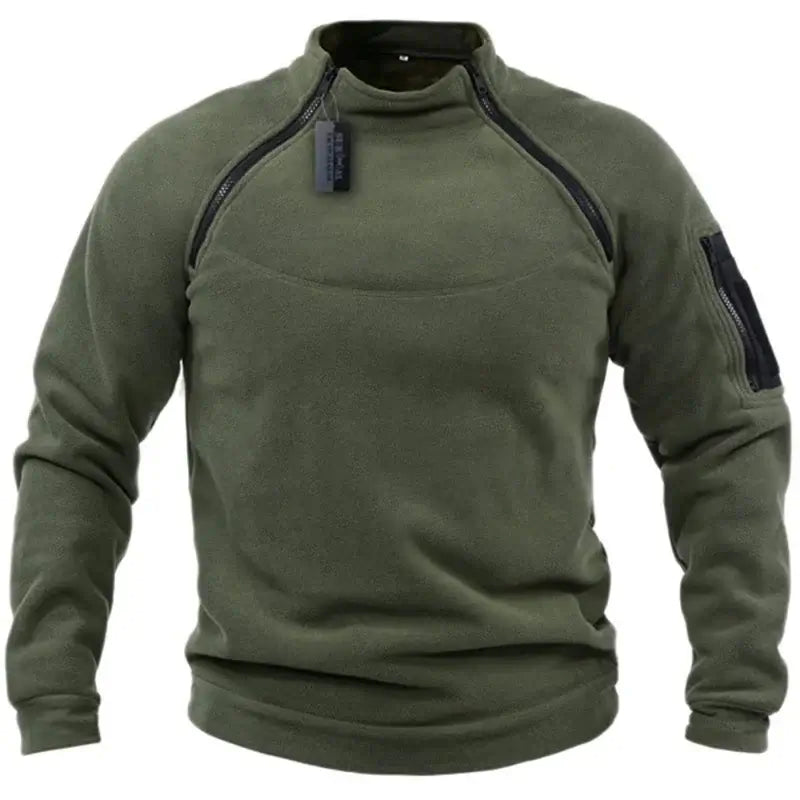 Men's Tactical Polar Fleece Jacket Warm Zipper Pullover Windproof Thermal Hiking Camping Sweater Outdoor Hunting Clothes - olympicfangear